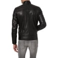 thumbnail image 3 of Mens Sheepskin Real Leather Jacket Zipper Biker Moto Slim Fit Jacket A233, 3 of 4