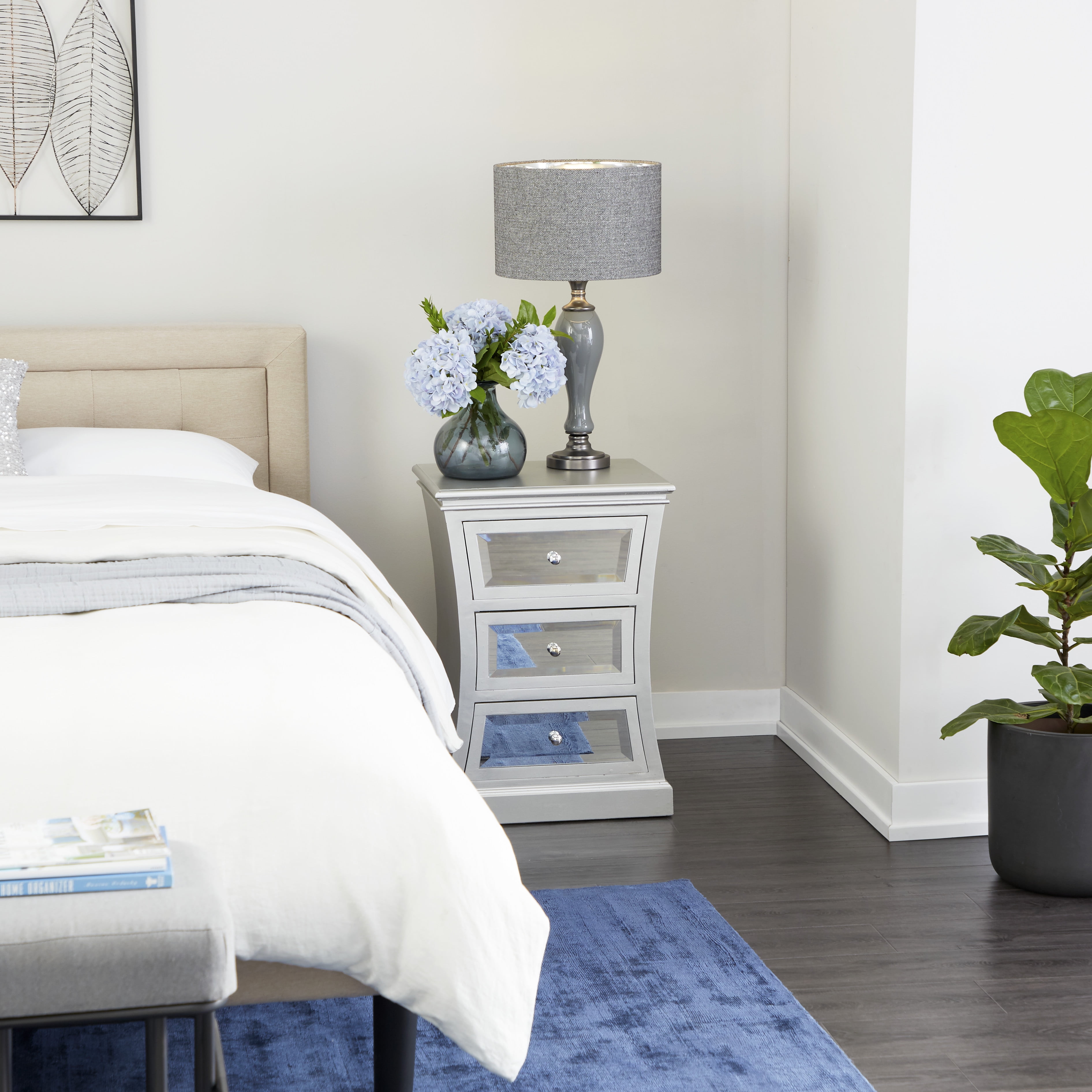 Expert craftsmanship is used to ensure that each piece is durable and. decmode silver wood and mirror nightstand 20 x 28 walmart com