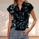 thumbnail image 2 of Gibobby Playeras Mujer Camisetas Cuello V Blusa de color Short Plus Tops Camiseta de mujer Tamaño Manga desvanecida Blusa de mujer con cuello en V informal(Negro,G), 2 of 4