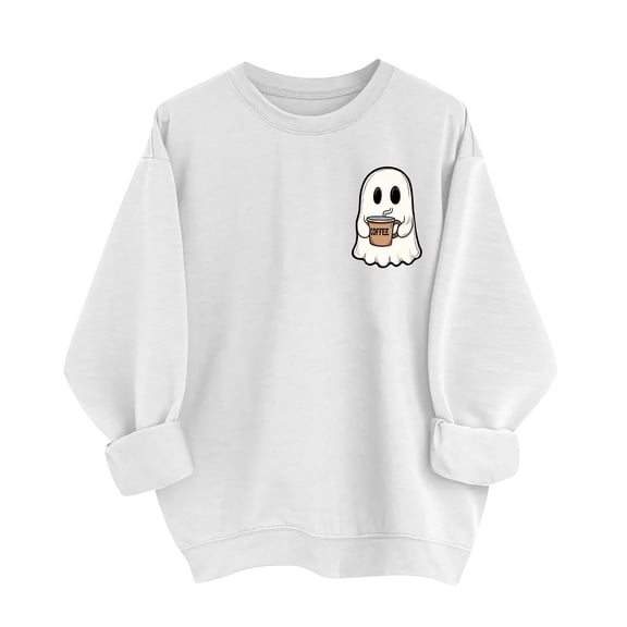 Halloween Sweatshirts Women Oversized Lightweight Ghost Shirt Fall Holiday Tops