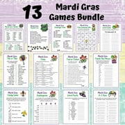 Mardi Gras Games Bundle, Printable Carnival Party Games, Fat Tuesday Activity Pack, Printable Version