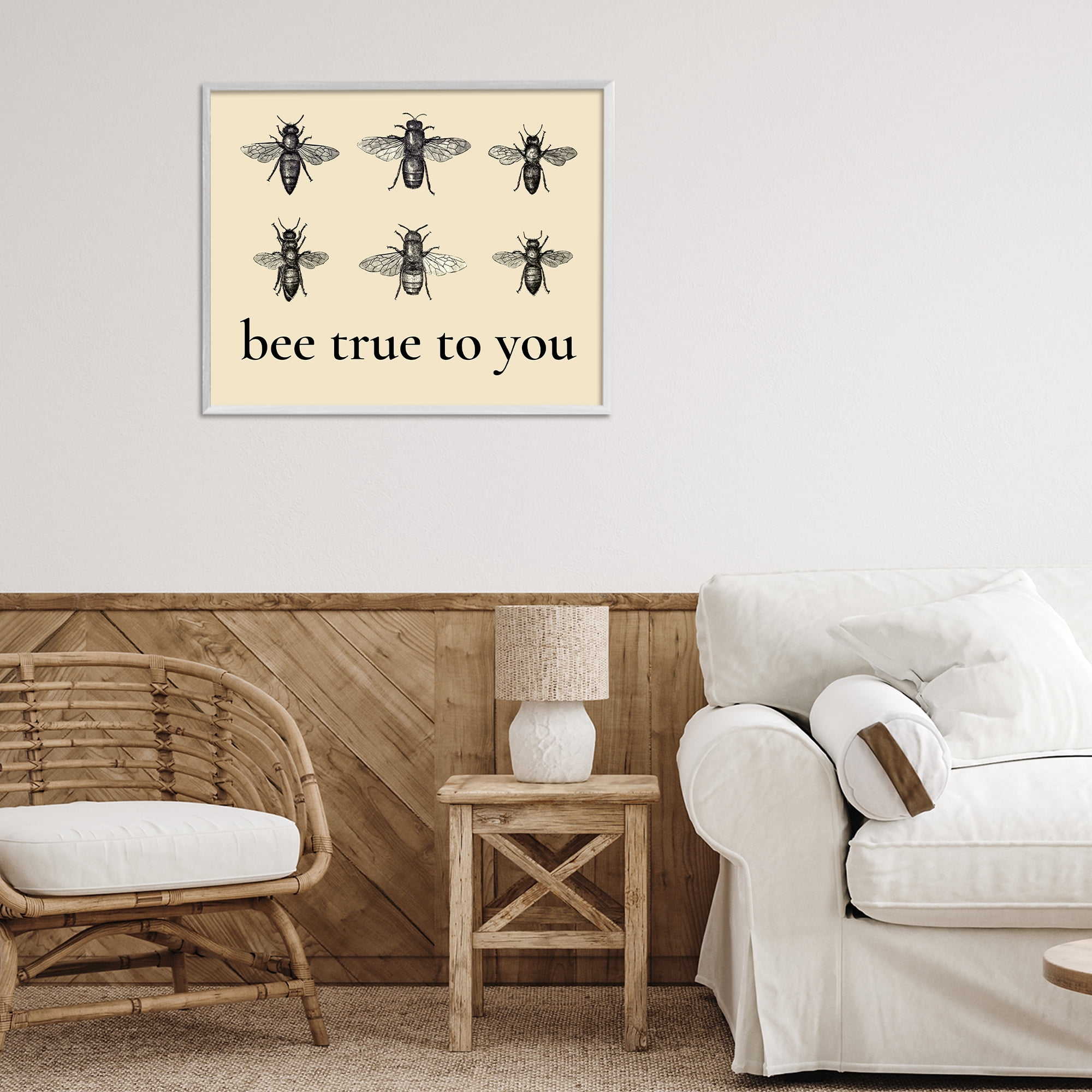 Bee True To You Inspiration White Framed Giclee Art, design by Lettered and Lined