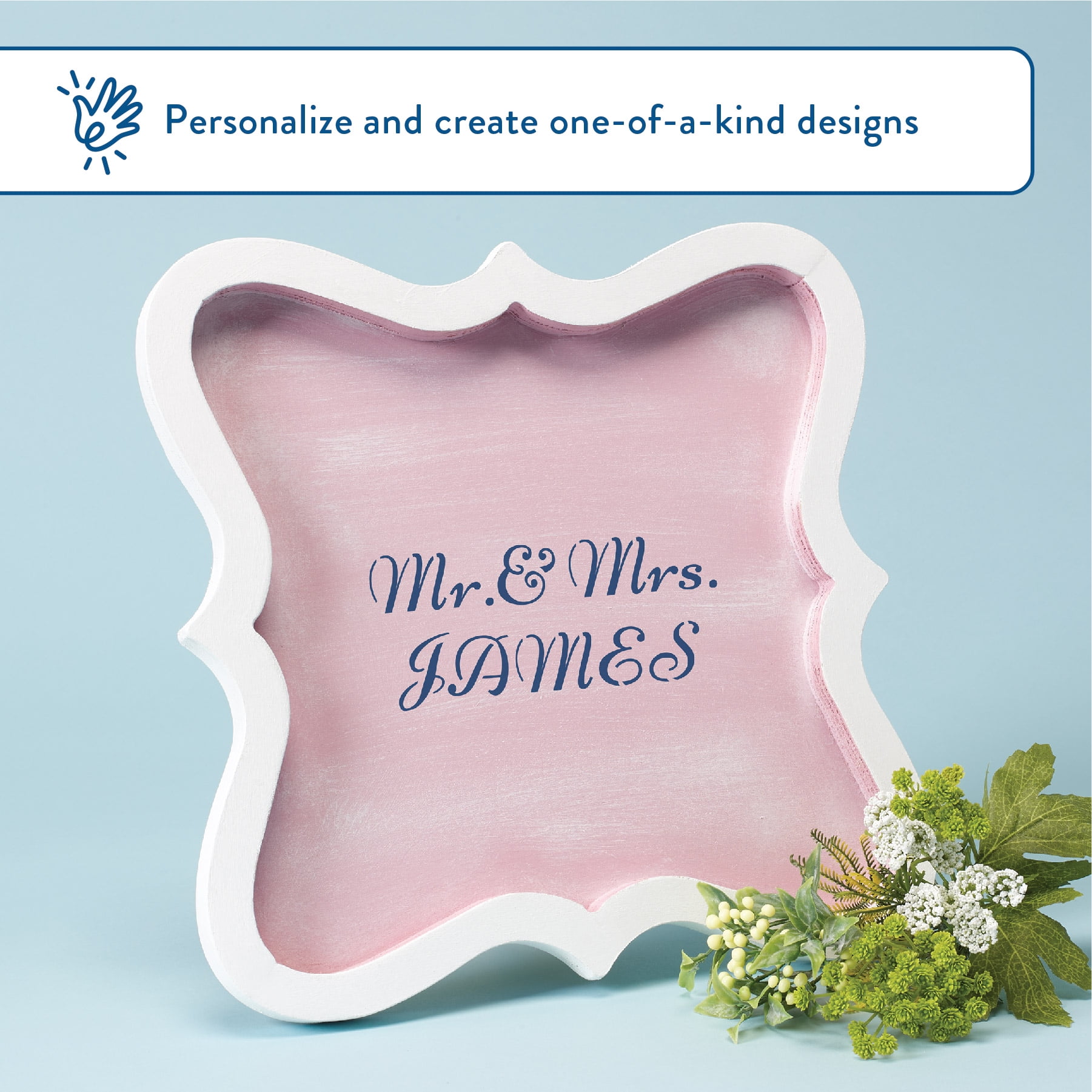 Hello Hobby Stencil Set, 8.5" x 9.5", 1 Piece, Mr. & Mrs.