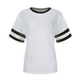 thumbnail image 4 of Women's Casual Short Sleeve T Shirt with Color Block Design for Everyday Wear for Spring and Summer Easy To Clean Versatile Basic Top Long Sleeve Compression Shirt Women Tees Women Summer Shirt, 4 of 4