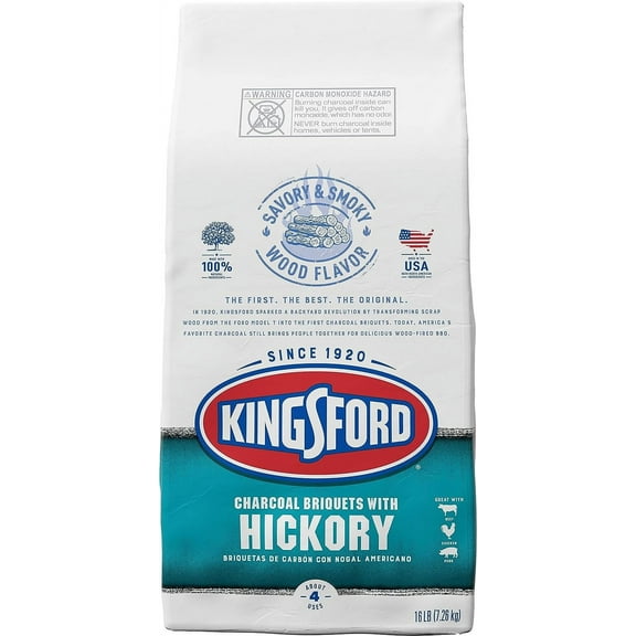 Kingsford Original Charcoal Briquettes with Hickory, BBQ Charcoal for Grilling - 16 Pounds