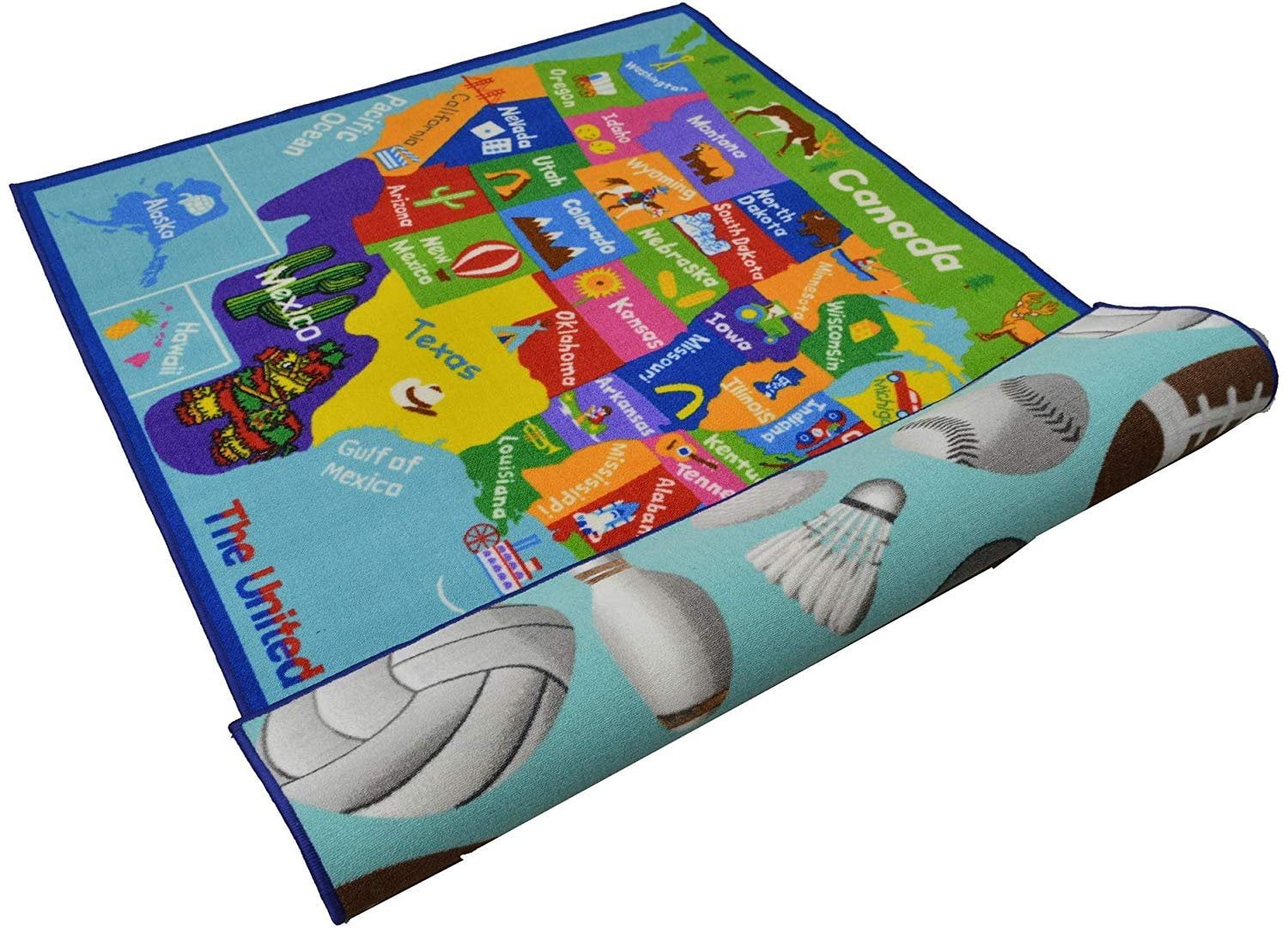 Double Sided Kids 3x5 Reversible Play Mat USA map Rugs for ...