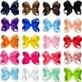thumbnail image 5 of Paquete de 20 lazos para el pelo para niñas de Fable, pinzas para el pelo de cocodrilo de lino y algodón o accesorios para el pelo hechos a mano neutros para niñas pequeñas (4 pulgadas) JM, 5 of 5