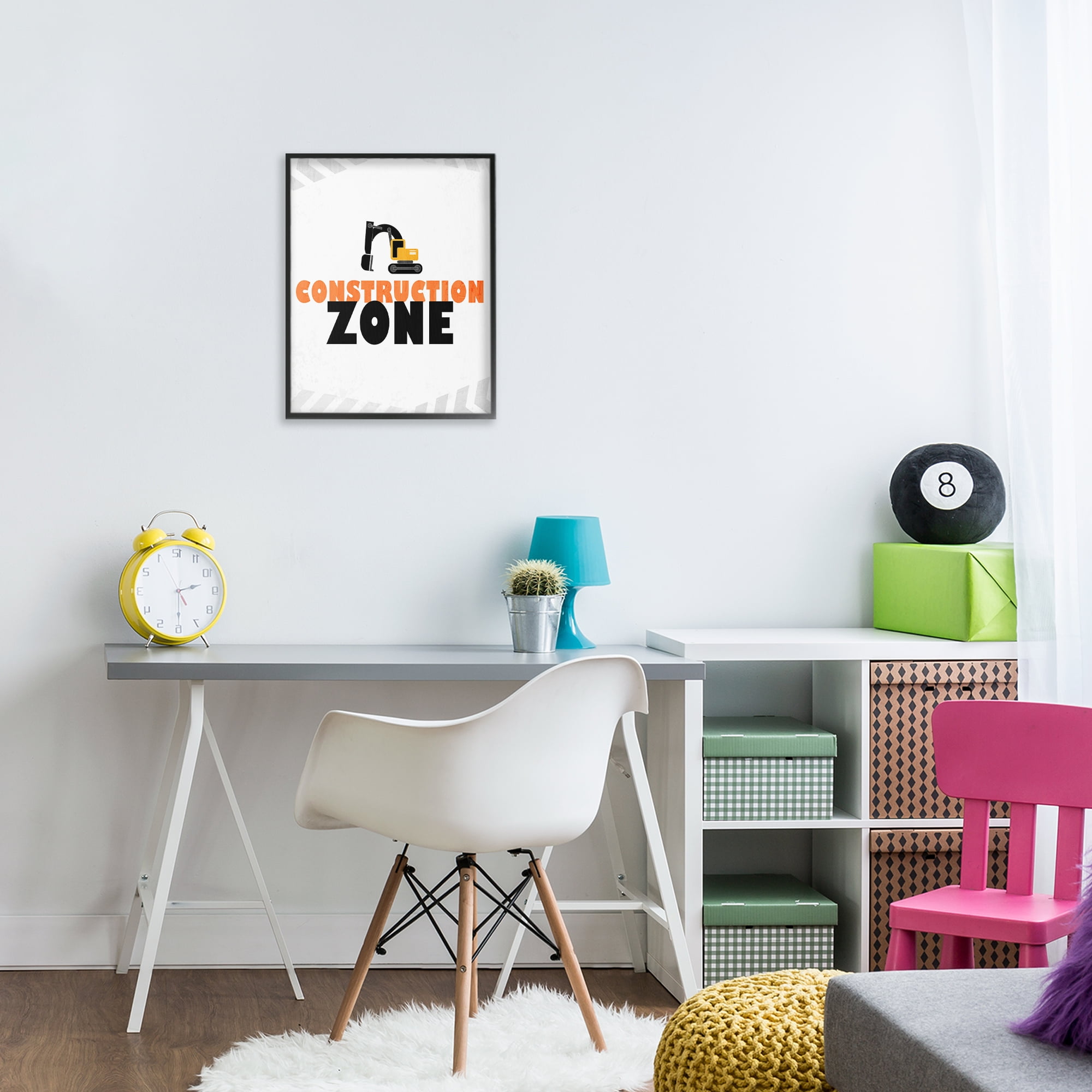 Construction Zone Minimal Black Framed Giclee Art, design by Kim Allen