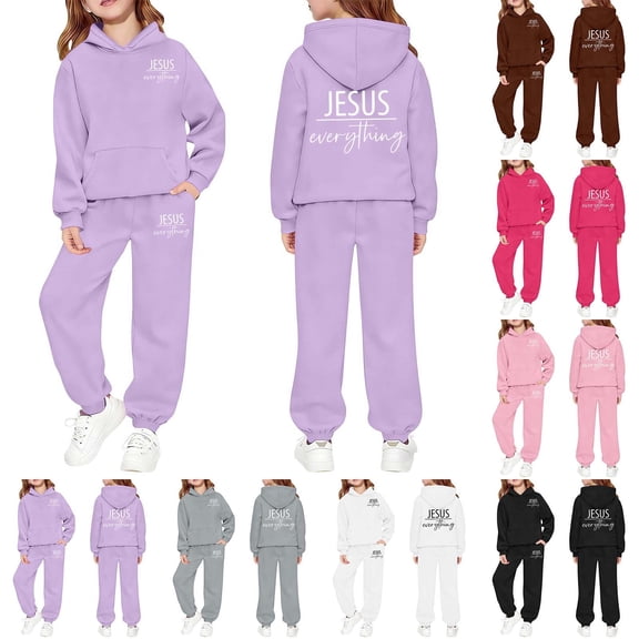 RTKFRFLM Kids 2-Piece Outfit Set Trendy Graphic Print Short Sleeve T-Shirt and Matching Long Pants Casual Lightweight Playwear and Activewear for Big Girls and Boys Ages 3-13 Years