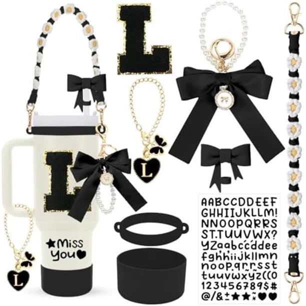 Genérico Juego de Accesorios para Tumblers Stanley - Set de 8 Piezas con Tapón de Pajita, Charm, Funda y Calcomanías - liza tu Vaso