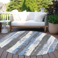 thumbnail image 6 of Addison Rugs Chantille Indoor/Outdoor Transitional Stripes Denim Machine Washable Round Rug, 8' x 8', 6 of 7