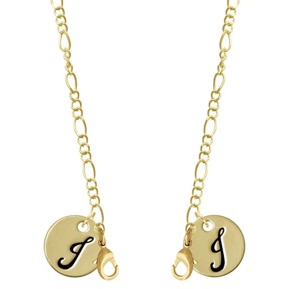 Goldtone Large Disc Letter - J - 3/4'' Goldtone Face Mask Necklace