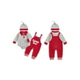 thumbnail image 2 of BemeyourBBs Newborn Baby Boy My First Valentine Outfits Infant Spring Clothes Stripe Romper Heart in Truck Embroidery Overalls Jumpsuit Hat Set, 2 of 9