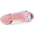 thumbnail image 4 of BLISSFUL STEP Women's Clear Slingback Flower Rhinestone Heel Sandals, 4 of 7