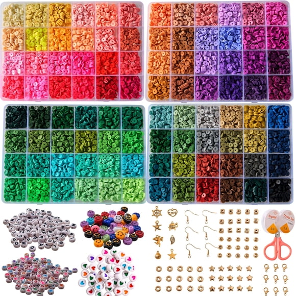 Kit para hacer pulseras XMZCOLA, 12800 unidades, cuentas de arcilla, 96 colores