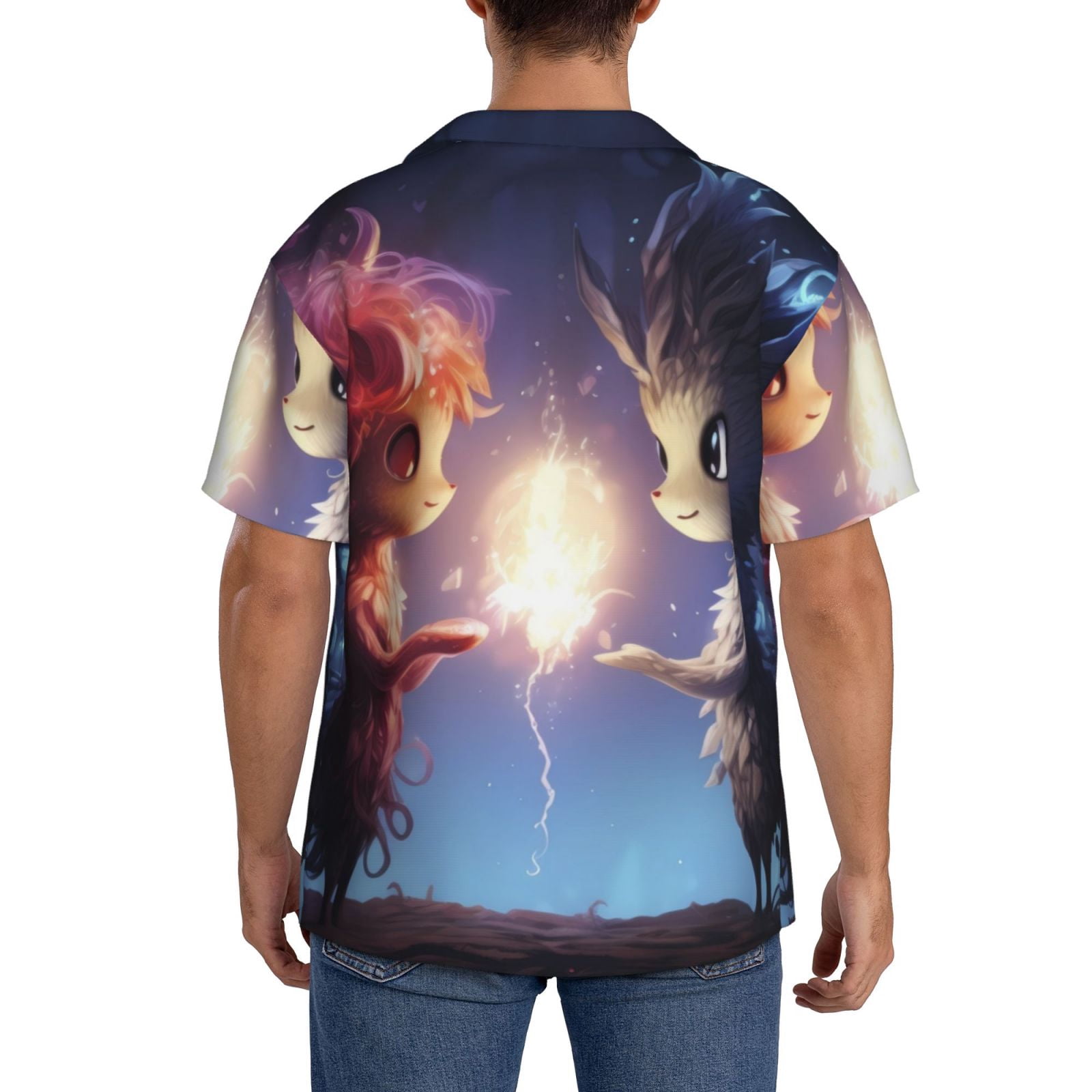 Kdxio Men's Hawaiian Shirt for Men Short Sleeve Shirt Dreamy Forest Elf Summer Casual Holiday Beach Button Down T-Shirts
