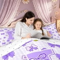 thumbnail image 4 of meiyoeat Cute Bow Letter L Full Size Bedding Sets, Floral Plaid Full Size Bed in a Bag for Kids Girls, Purple, Reversible, 7pcs, 4 of 6