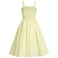 thumbnail image 2 of IDOPIP Tween Girls Long Corset Dress for Middle School Dance Party Summer Vacation Sundresses Holiday Junior Dresses Teen Smocked Homecoming Prom Dress 15-16 Years Yellow, 2 of 7