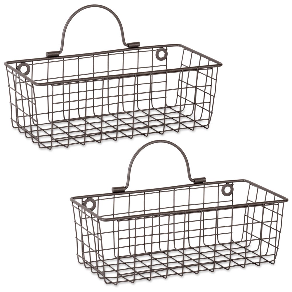 Home Traditions Rustic Farmhouse Vintage Wire Wall Basket, Set of 2