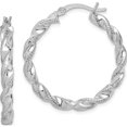 thumbnail image 1 of Sterling Silver Rhodium Plated Twisted 3.5X30mm Hoop Earrings (42 X 30) Made In India qe6753, 1 of 5