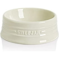 SWEEJAR Ceramic Puppy Bowl,Porcelain Pet Bowl for Food and Water,8 oz,Beige