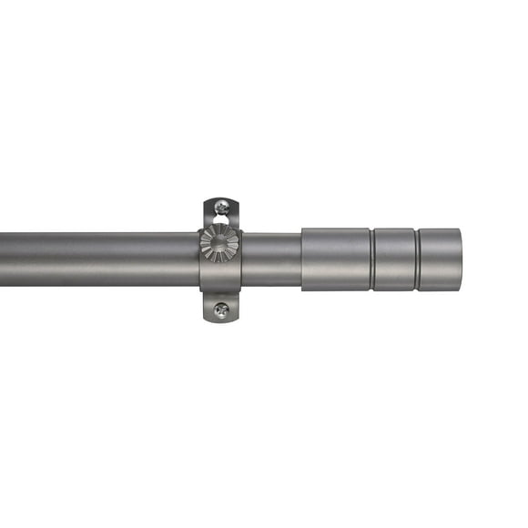 Tailor & Taylor 1 inch Curtain Rod with Fiber Coordinating Designer Styled Finials, Adjustable Metal Windows Rod with Y Style Bracket for Living Room, Kitchen and Windows (72" to 144", Silver)