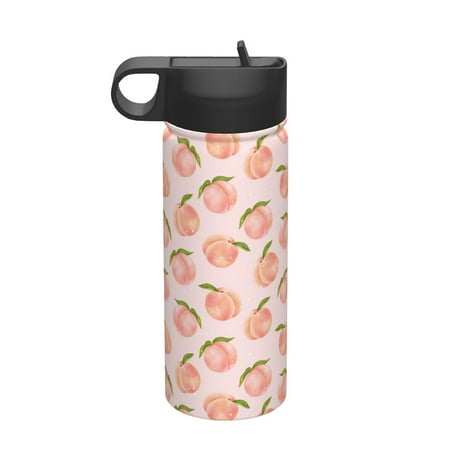 

Goofa Peach With Leaves for Insulated Kettle 18oz Water Bottle Insulated Tumbler with Handle & Flip Straw - Fits in Cup Holder Leak Resistant Tumbler