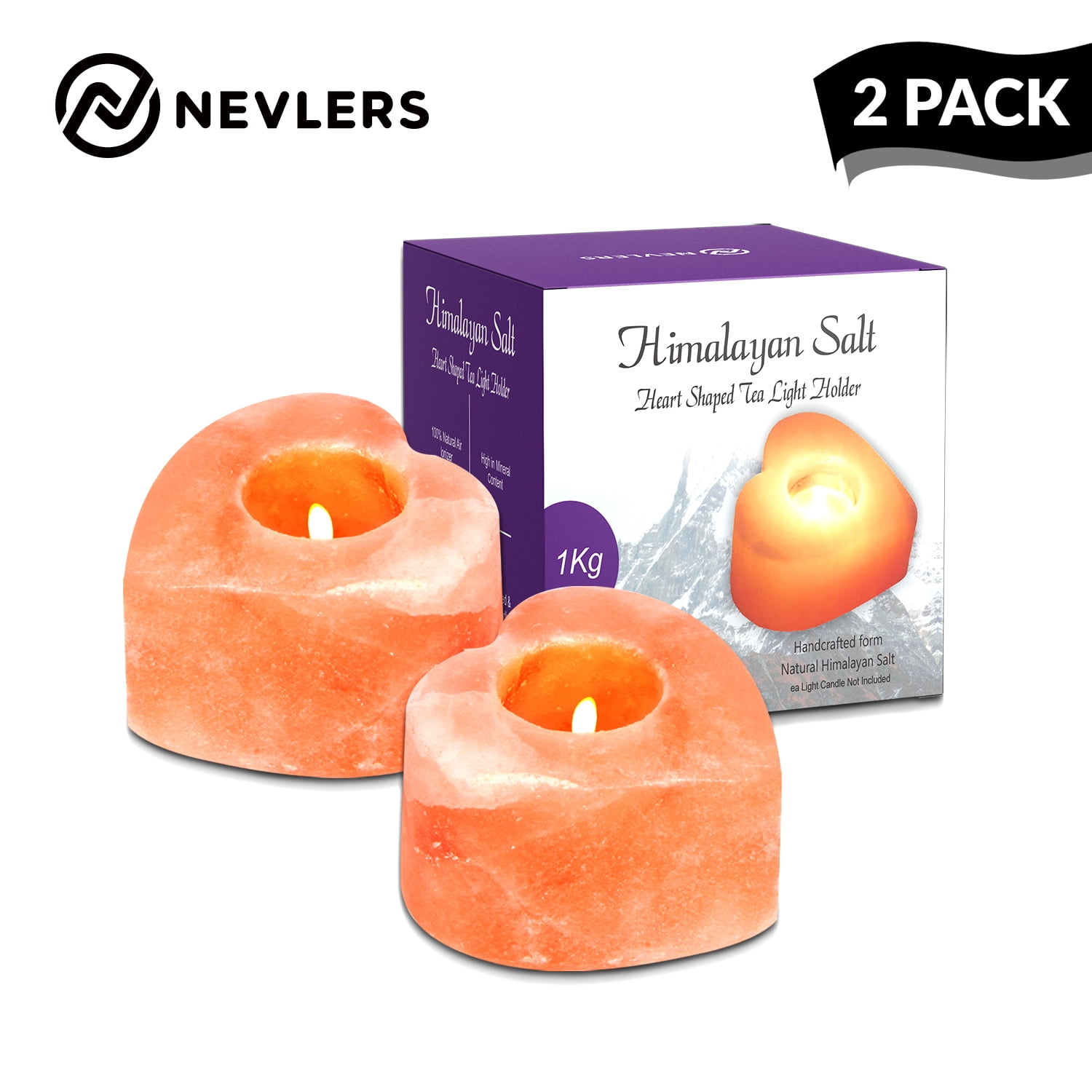 Pack of 2 Himalayan Salt Tea Light Candle Holder 