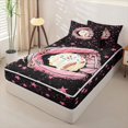 thumbnail image 2 of Castle Fairy Sport Baseball Glove Print Zipper Full Size Comforter Sets with Fitted Sheet and 2 Pillowcases, Starry Sky Zipper Bedding Set, Black Pink White,4pcs,Black Reversible, 2 of 6