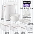 thumbnail image 6 of Decorative Plastic Bathroom Accessories Set, White (Set of 4) Soap Dish, Liquid Dispenser, Toothbrush Holder Cup, Vanity Organizer Tray - Bath Accessory Countertop Decor Gift - Ribbed Design, 6 of 7