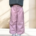 thumbnail image 3 of LOCHEX Up to 60% Off! Toddler & Girls Baggy Cargo Pants Casual Elastic Waist Cotton Joggers Cargo Pants for Girl Clothes with Pockets,Pink,Pink 13-14, 3 of 7