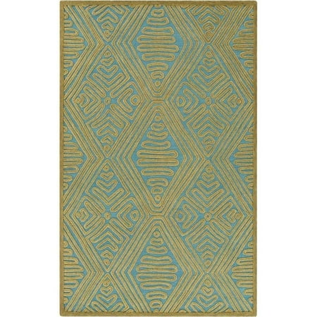 Surya Tulemola 2' x 3' Hand Woven Wool Rug in Green and Blue