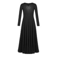 thumbnail image 3 of Zaldita Kids Girls Praise Dance Dress Long Sleeve Liturgical Lyrical Robe Worship Church Maxi Swing Skirt Dancewear Black 14, 3 of 7