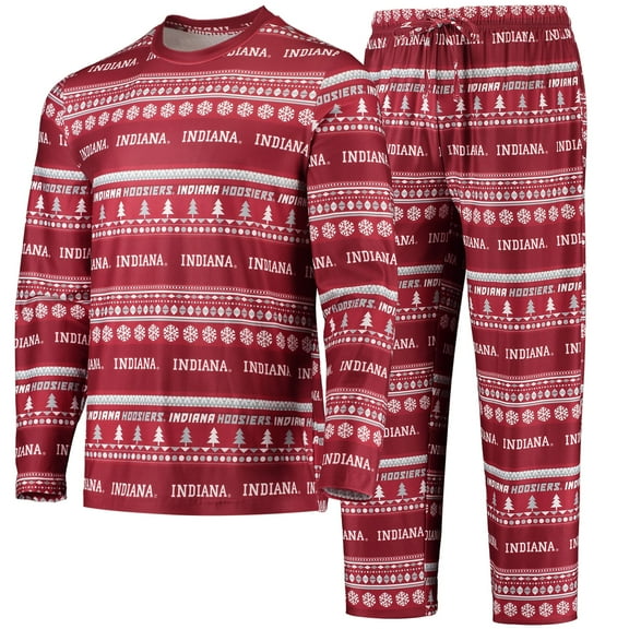 Men's Concepts Sport Crimson Indiana Hoosiers Ugly Sweater Long Sleeve Top and Pants Sleep Set