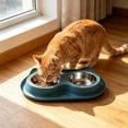 thumbnail image 7 of Slow Feeder Dog Bowls,Puppy Bowls,Stainless Steel Food and Water Bowl Set 3 in 1 No Spill Waterproof Silicone Pet Food Mat Puppy Feeding Station for Large Medium Small Breed Non Slip Metal Dish Tray, 7 of 7