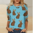 thumbnail image 2 of Idoravan 3/4 Sleeve Tops for Women Trendy Women's Fashion Easter Printed T-shirt 3/4 Sleeves Blouse Round Neck Casual Top, 2 of 7