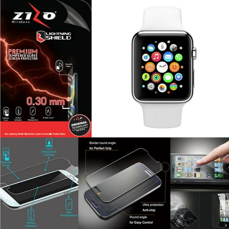 Zizo Tempered Glass Screen Protector for Apple Watch 42mm [Anti-Scratch] 9H Hardness [0.33 MM Thickness] Clear Screen Guard