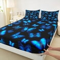 thumbnail image 3 of Manfei Rustic Butterfly Twin Sheet Sets,Country Animal Twin Fitted Sheet,Black Blue Flat Sheet For Girl,Luxury Bedroom Decor,3 Pieces, 3 of 7