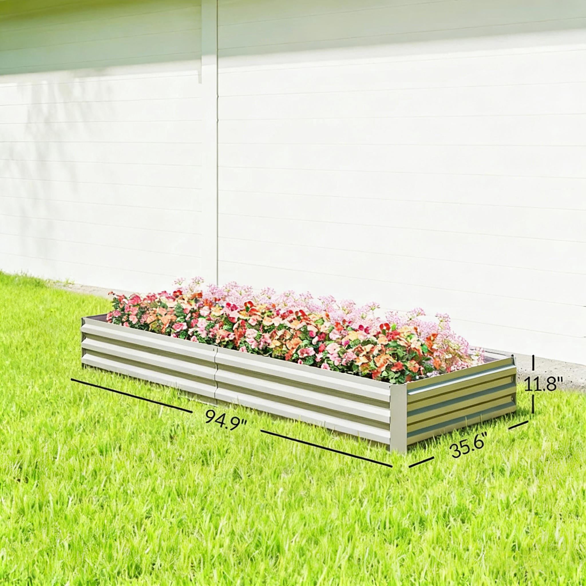 Flower Box Garden Plant Bed Metal Raised Planter Box