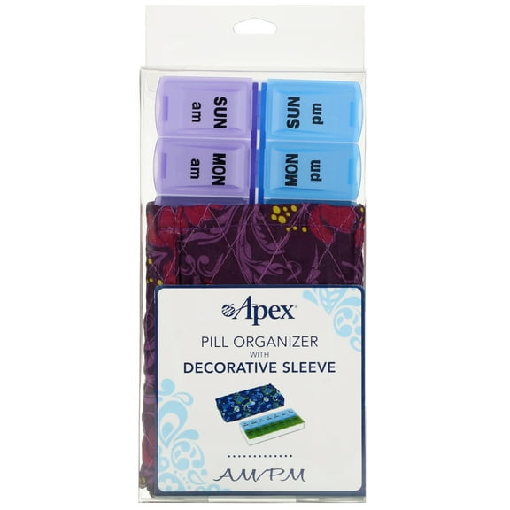 Apex Pill Organizer with Decorative Sleeve, AM/PM, 2 Pill Organizers