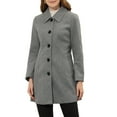 thumbnail image 4 of INSPIRE CHIC Women's Coat Single Breasted Long Sleeve Tunic-length Winter Outwear with Pockets XS Grey, 4 of 6