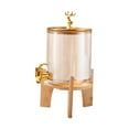 thumbnail image 2 of Dispensador de bebidas de vidrio con soporte, dispensador de bebidas heladas 3.6L dispensador de agua hervidor de agua con grifo para té helado uso Oro, 2 of 8