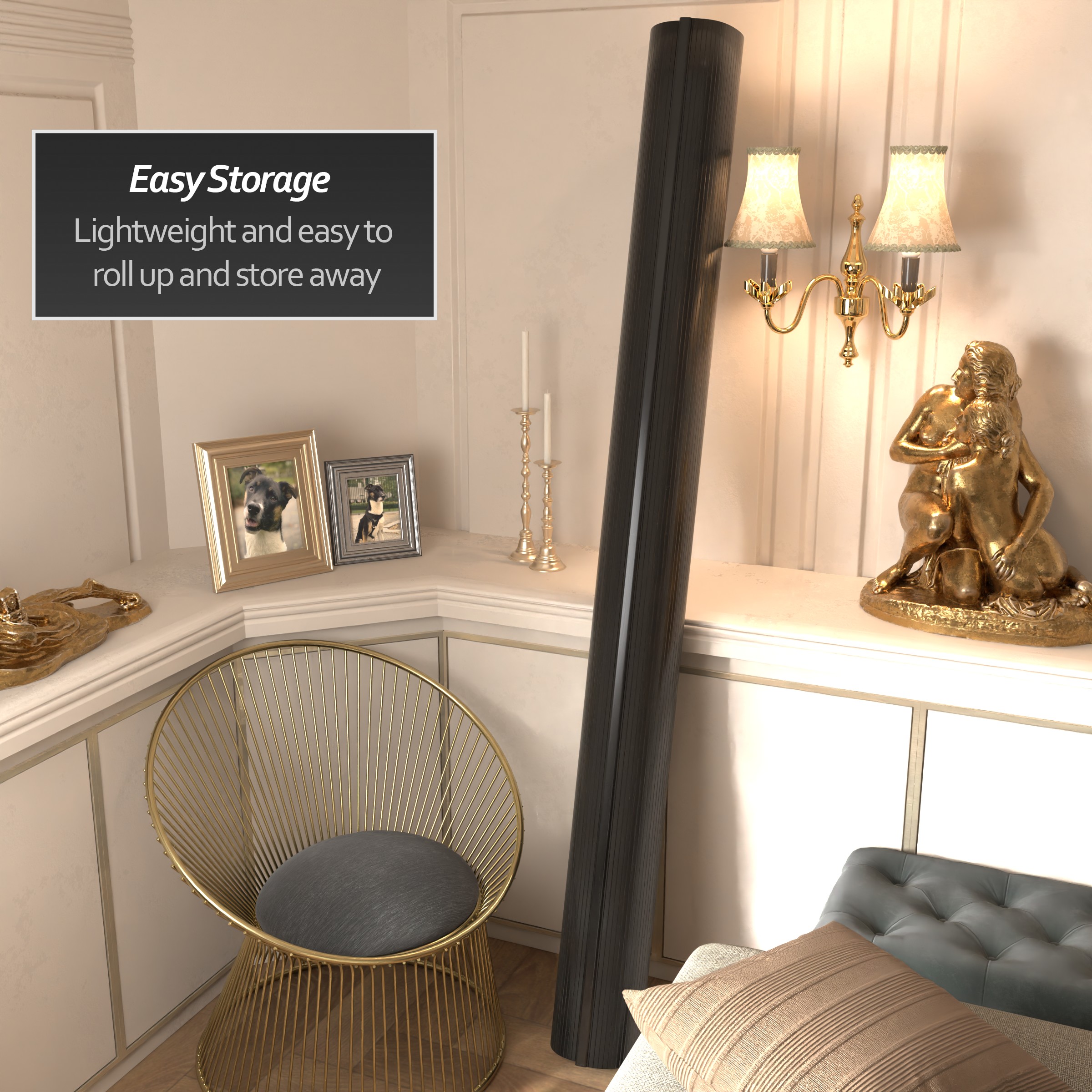 7 ft. Tall Bamboo Wave Screen - Black