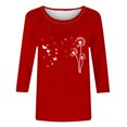 thumbnail image 5 of Tops de Cuello Redondo para las Mujeres Moda Impresa 3/4 Mangas Blusa Casual Top, Estante de Imitación, 5 of 5