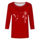 thumbnail image 3 of Tops de Cuello Redondo para las Mujeres Moda Impresa 3/4 Mangas Blusa Casual Top, Estante de Imitación, 3 of 5