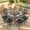 Dark Bronze/Navy Blue, variant on VIVIJASON 10-Piece Outdoor Bar Set, All Weather Cast Aluminum Patio Bar Furniture with 8 Cushioned Swivel Bar Stools, Large 64" Square Patio Bar Height Table with Detachable Lazy Susan