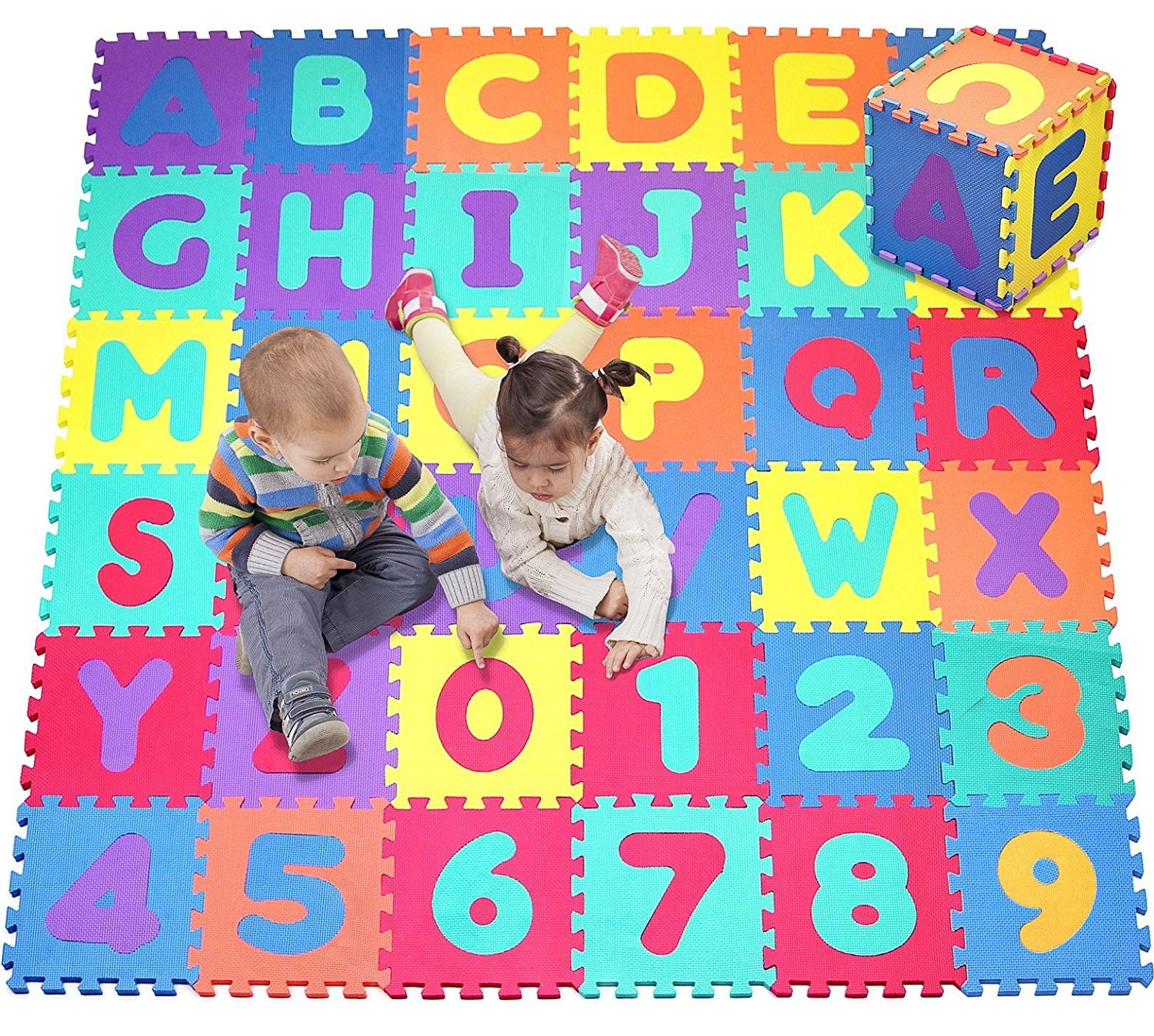 Kids Foam Puzzle Floor Play Mat with Numbers Alphabets 36 Tiles 11.8 x 11.8 Inch Mats for Kids 