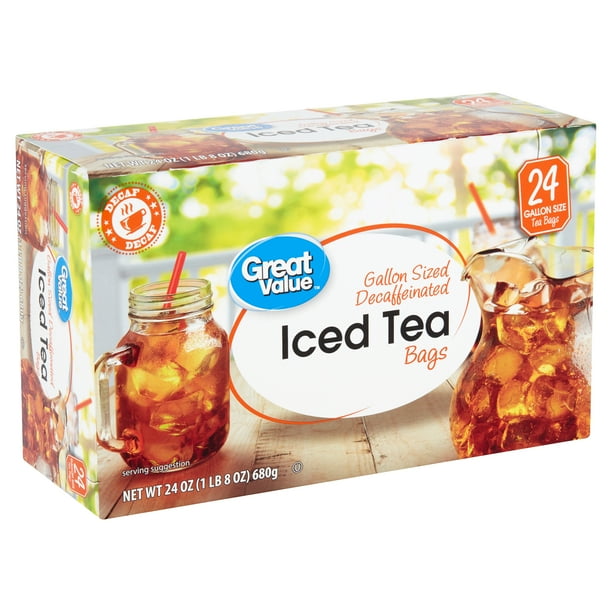 Great Value Gallon Sized Decaffeinated Iced Tea Bags, 24 oz, 24 Ct