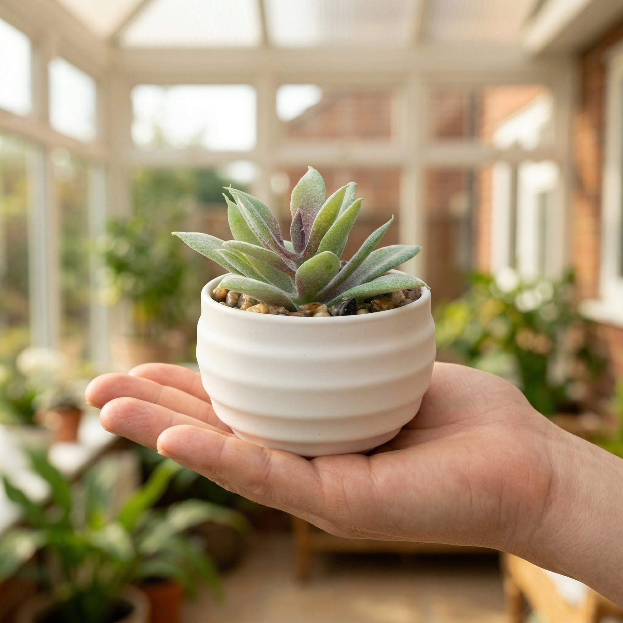 Unique Bargains Artificial Succulents Pots Faux Plants 3.14" Green