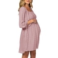 thumbnail image 4 of Long Sleeve Square Neckline Maternity Women Dots Loose Dress, 4 of 5